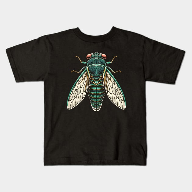 Cicada 2024 Reemergence Kids T-Shirt by Huhnerdieb Apparel